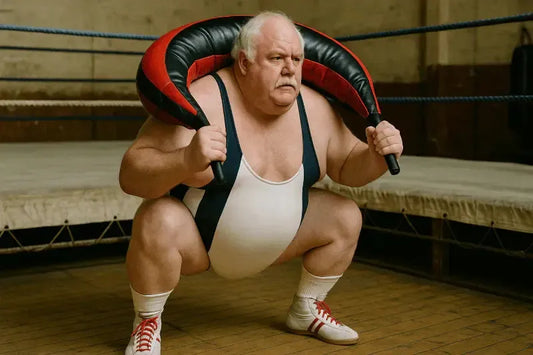 Wrestling squating with a bulgarian bag