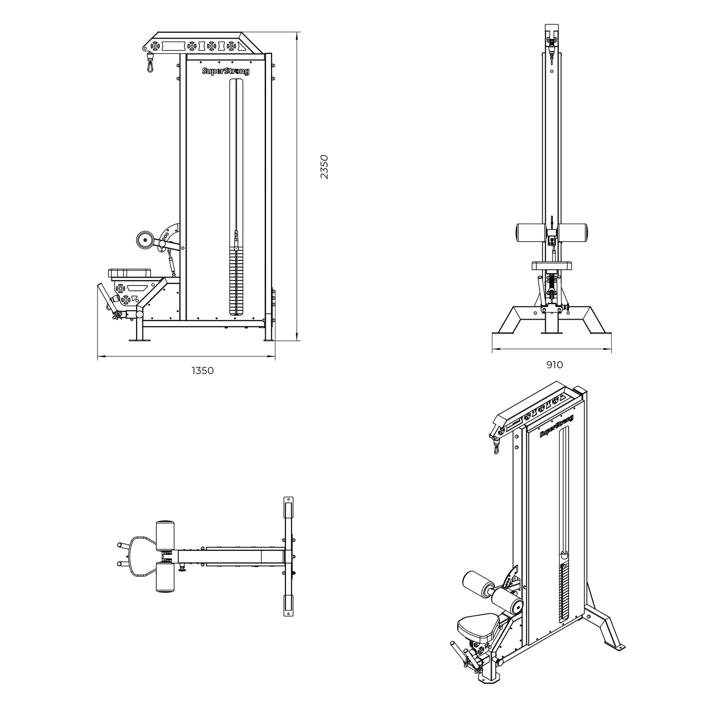 schematics of low row/ lat pull down machine