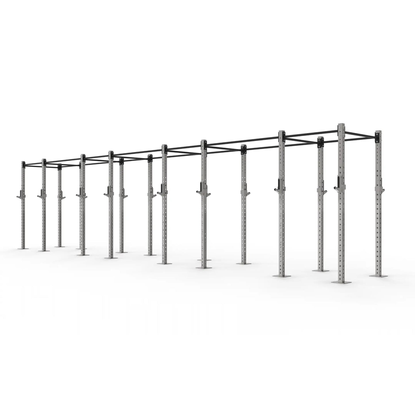 Stainless Steel Freestanding Gym Rig with 8 Squat Bays.