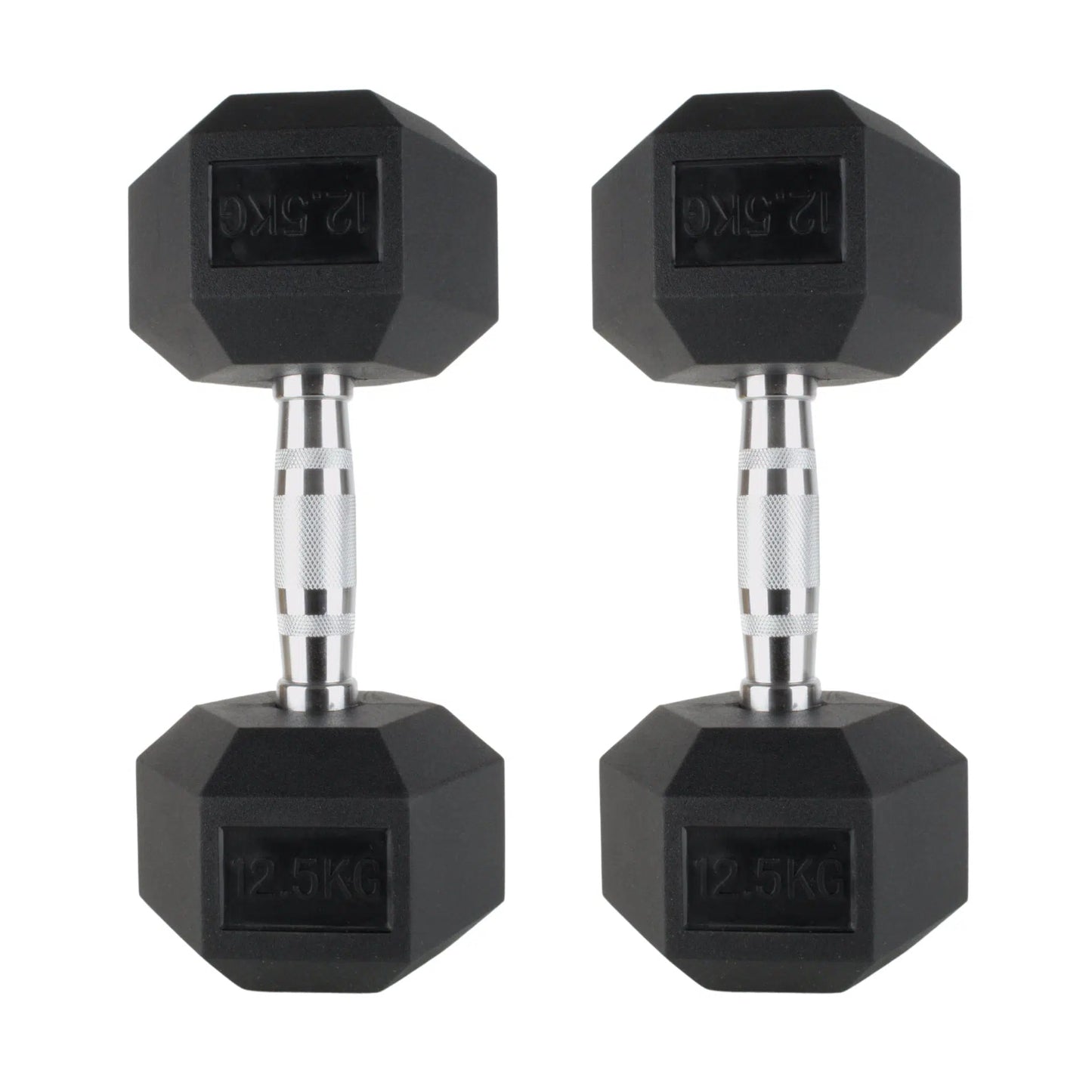 Photo of 12.5kg dumbbells on white background