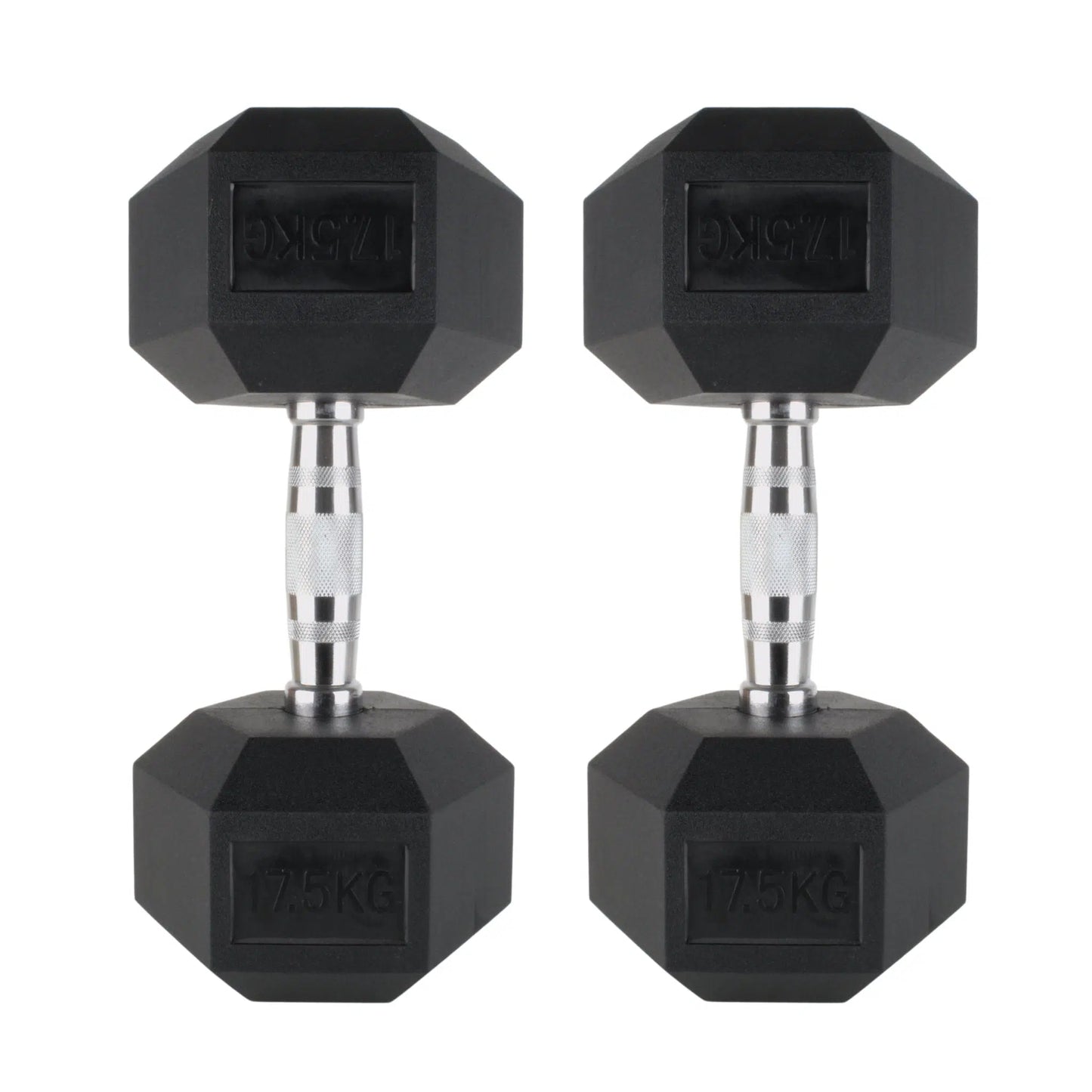 Photo of 17.5kg dumbbells on white background