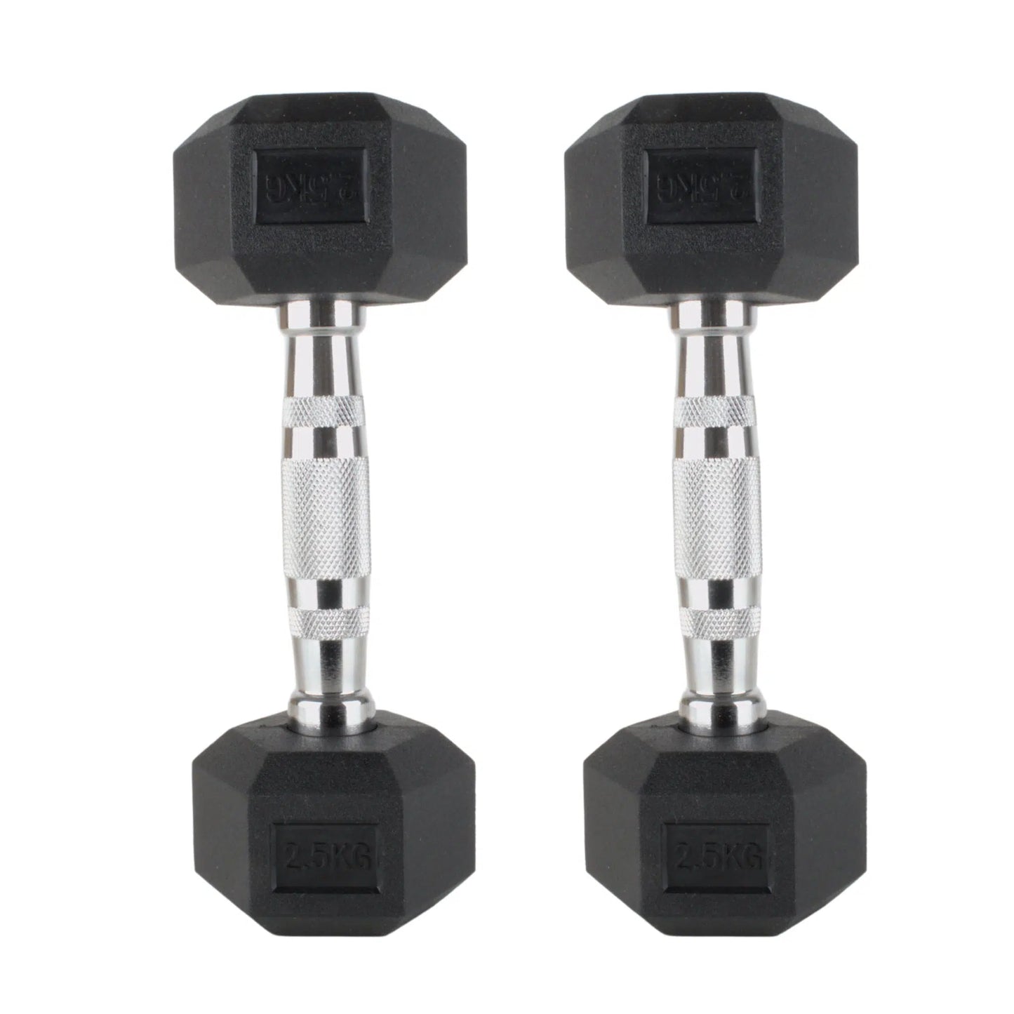 Photo of 2.5kg Hex dumbbells on white background