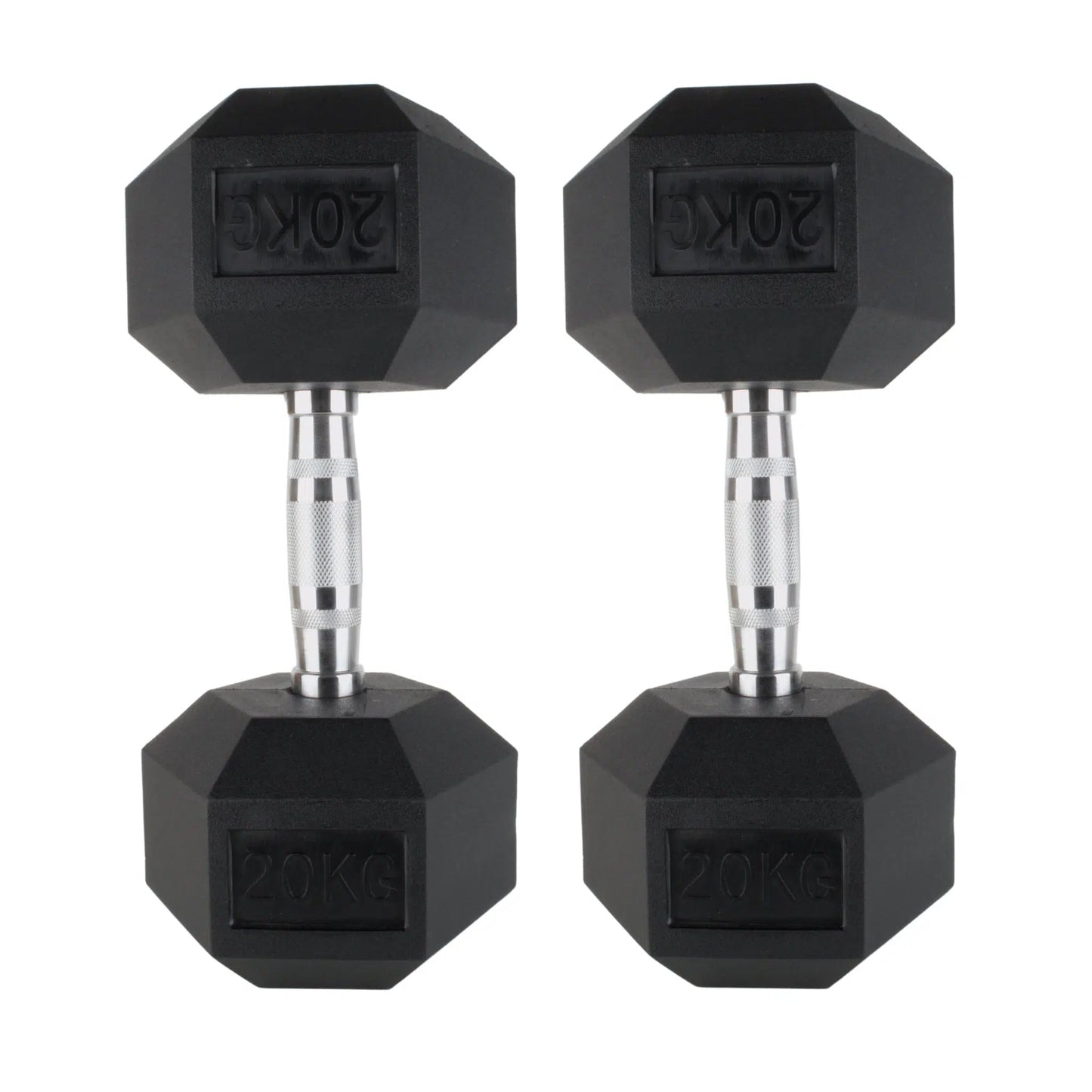 Photo of 20kg dumbbells on white background