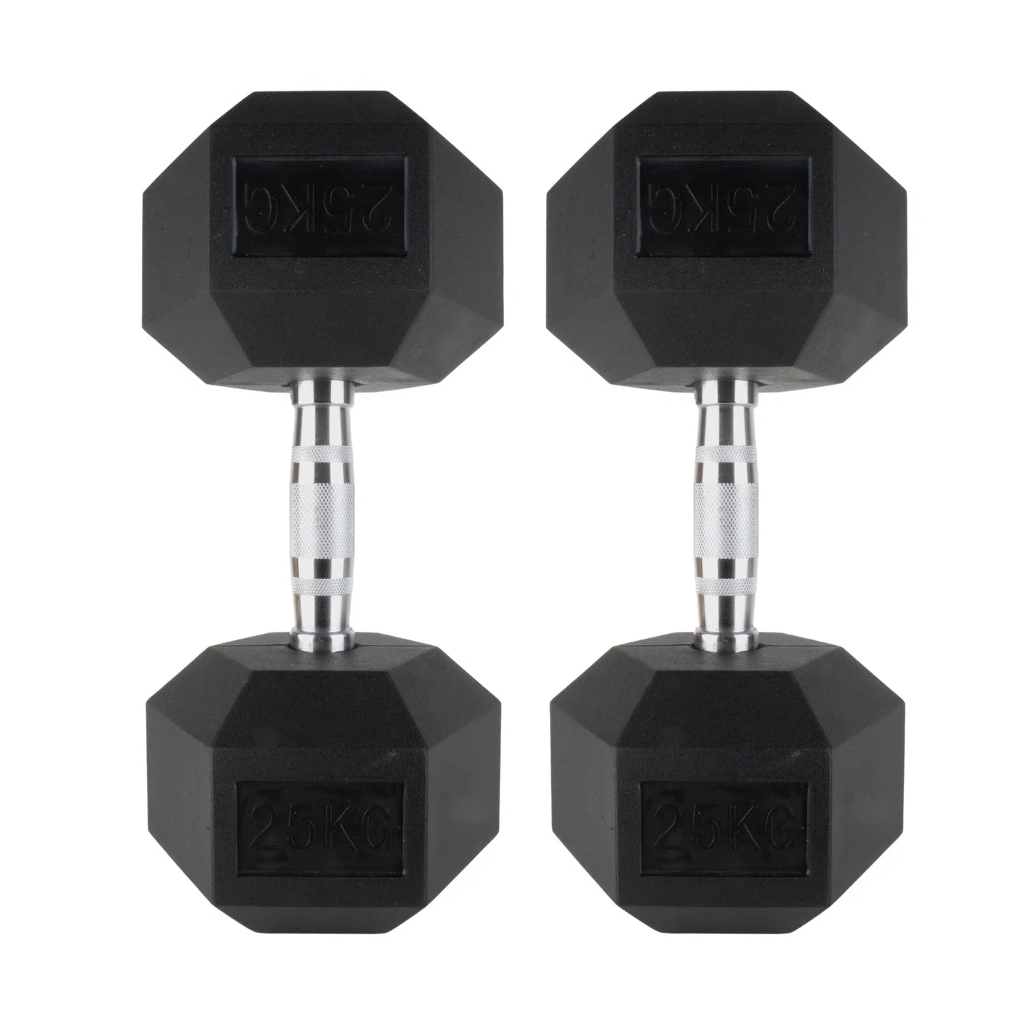 Photo of 25kg dumbbells on white background