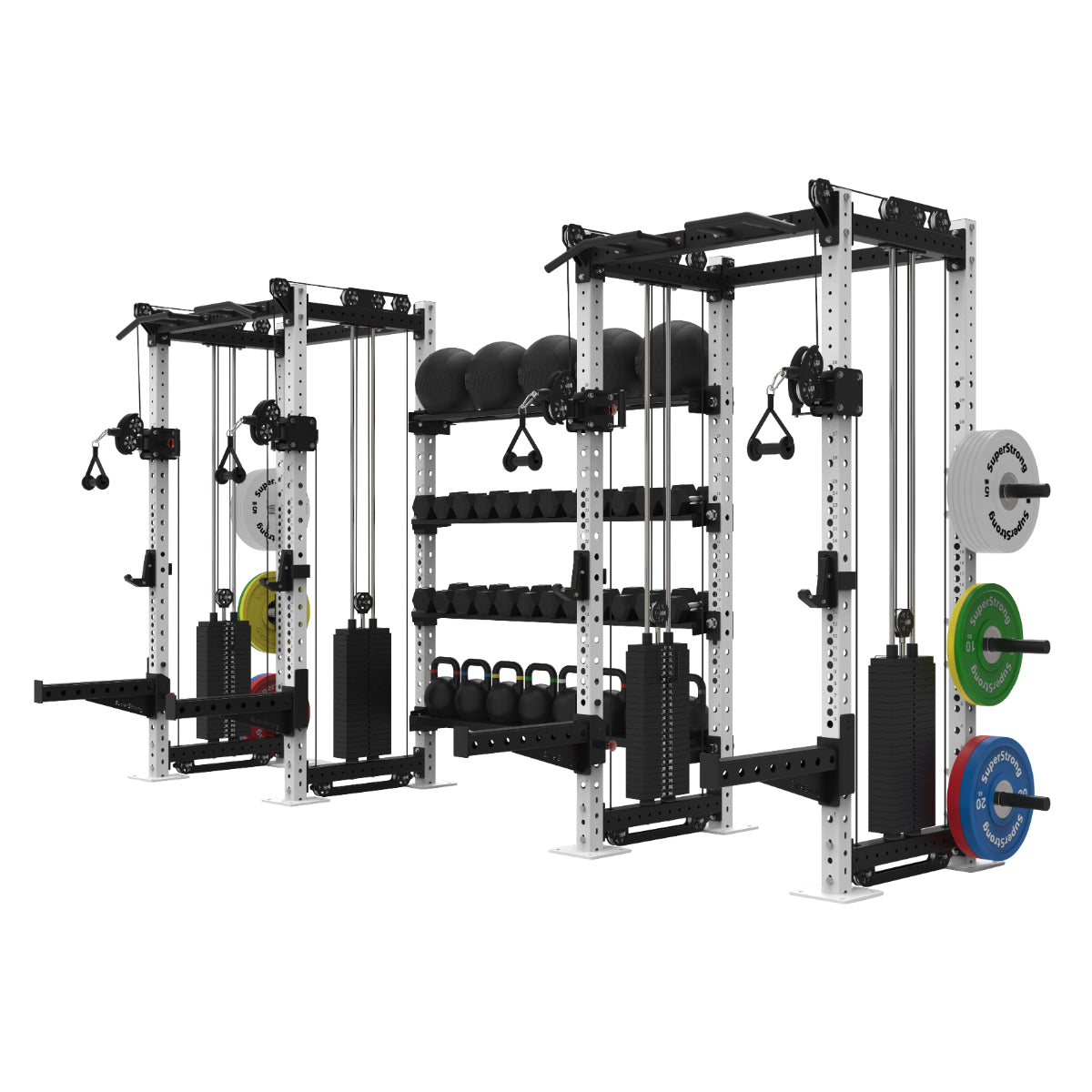 Pro Twin Cable Half Racks with Storage - 120kg stacks