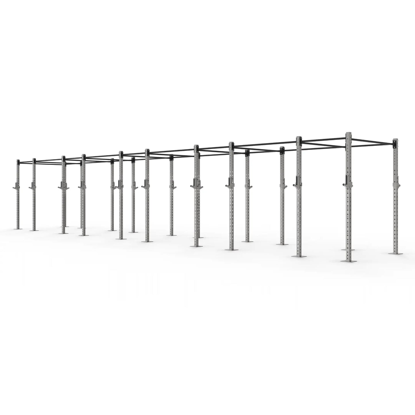 Stainless steel freestanding gym rig with 10 Squat bays