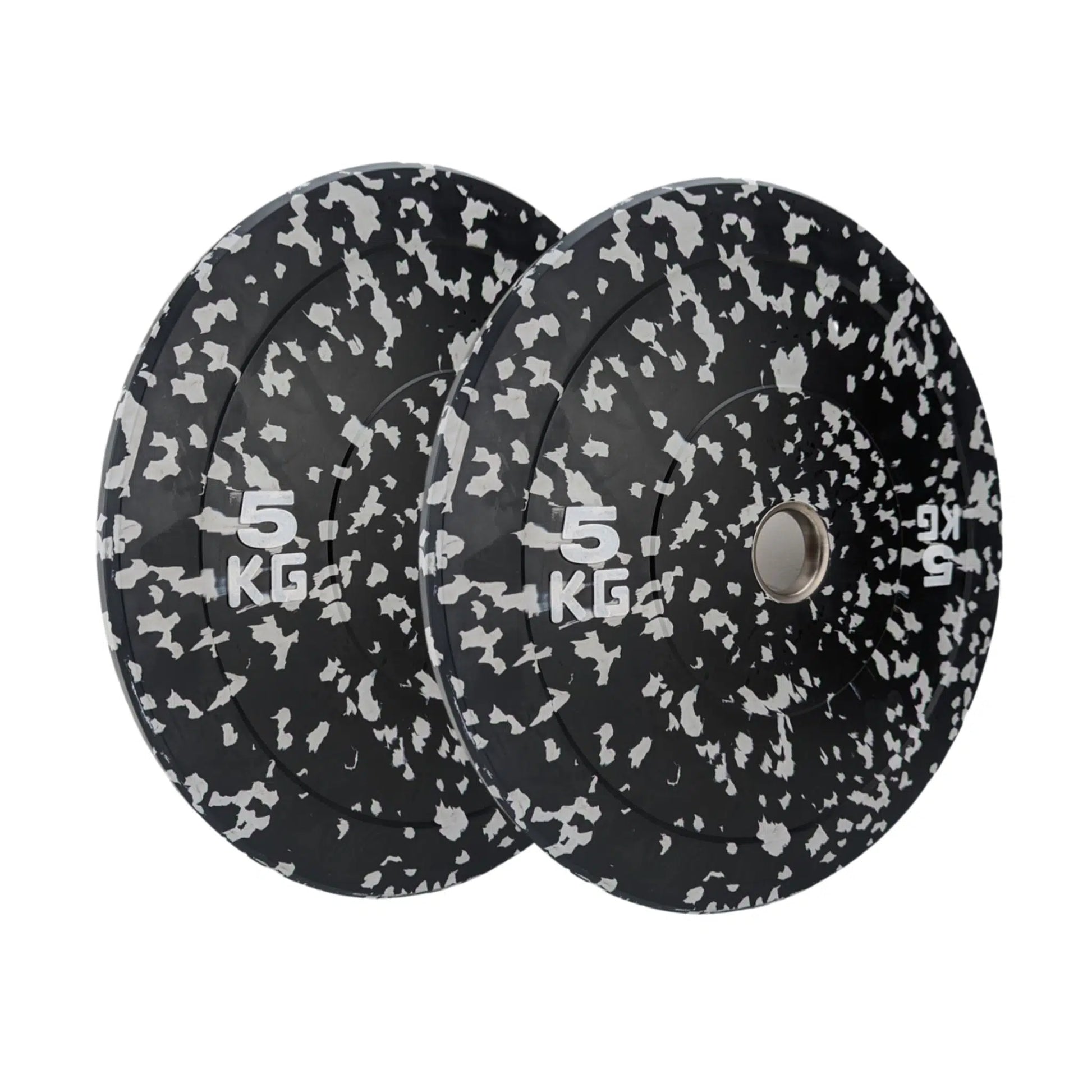 photo of  a pair of 5kg colour flecked bumper plates