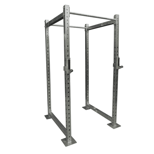 Product photo of an outdor Galvanised Power Rack on a white background.