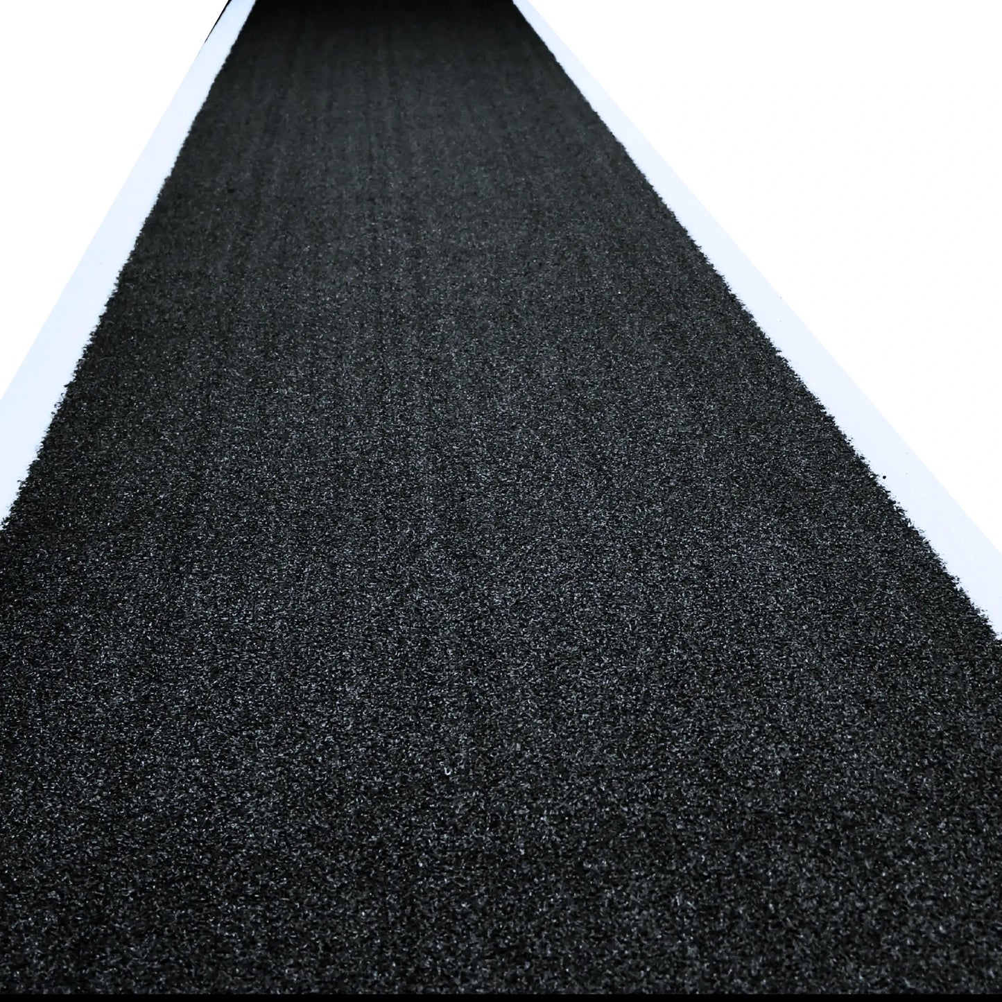 Dark Grey Track with White Lined Edges.