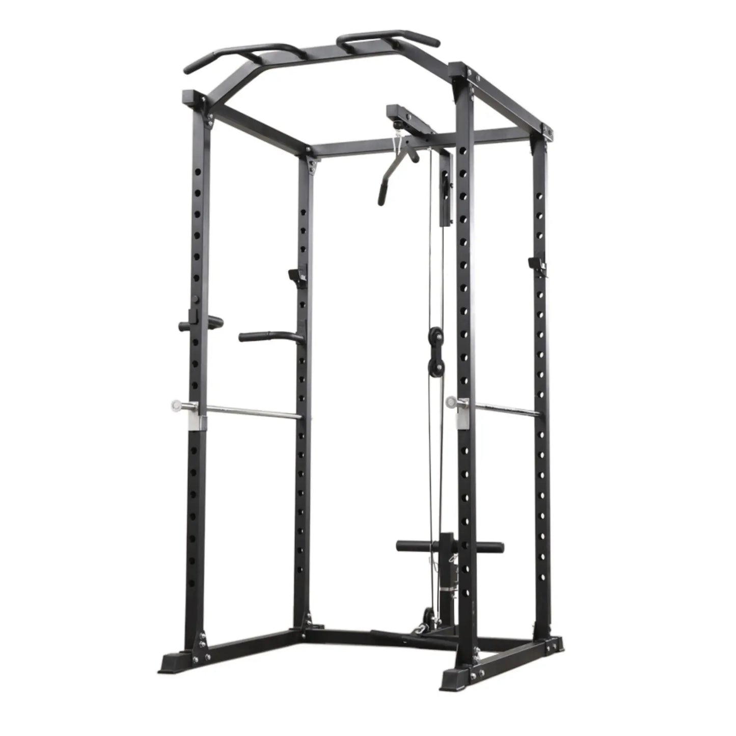 Gym Squat Rack with Plate Loaded Cable Pulley