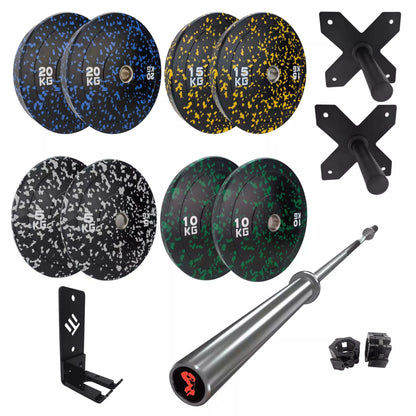 100kg Weight Set of Flecked Bumper Plates