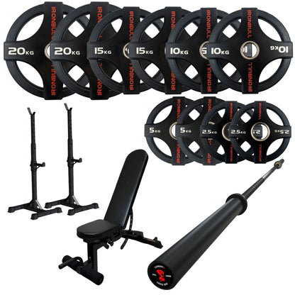 105kg Quad Grip Plate Set with 7FT Olympic Barbell