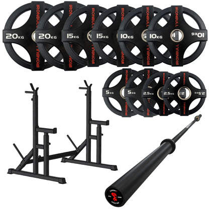105kg Quad Grip Plate Set with 7FT Olympic Barbell