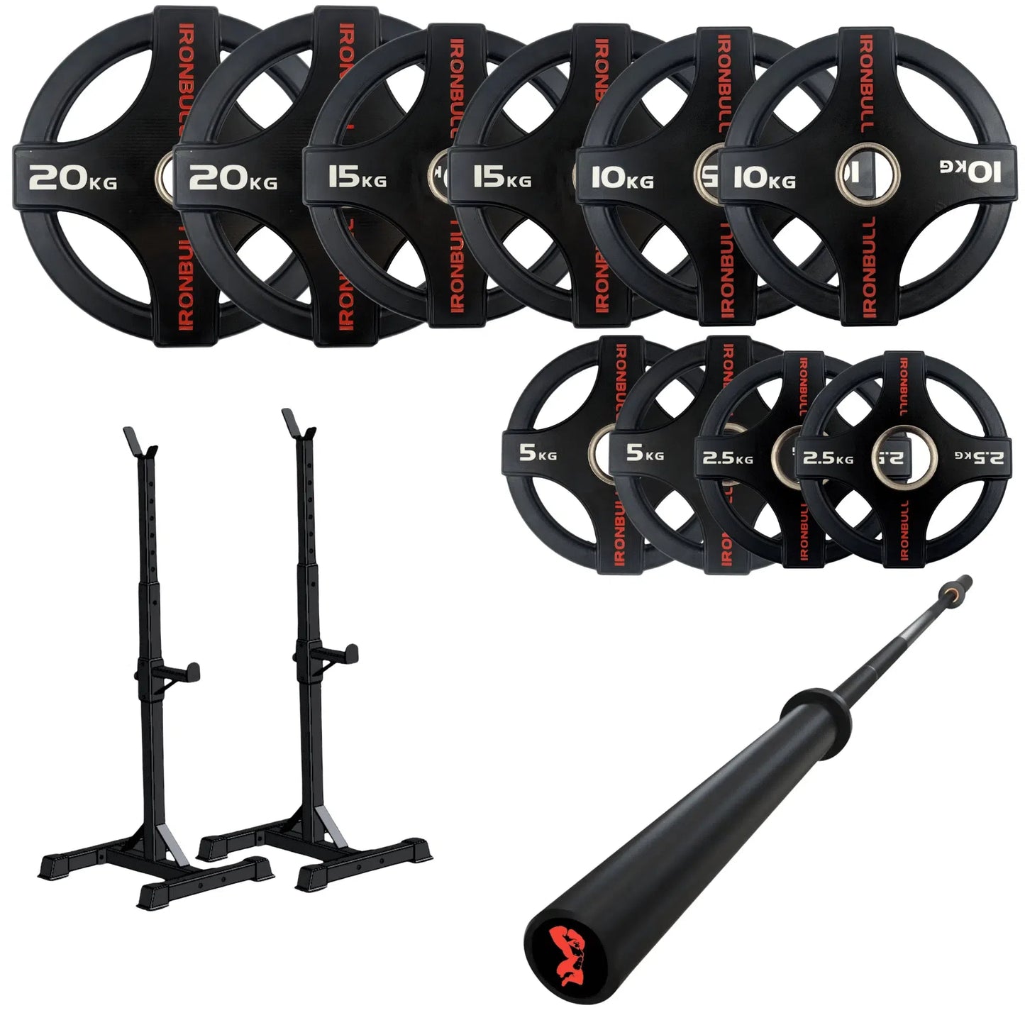 105kg Quad Grip Plate Set with 7FT Olympic Barbell