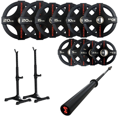 105kg Quad Grip Plate Set with 7FT Olympic Barbell