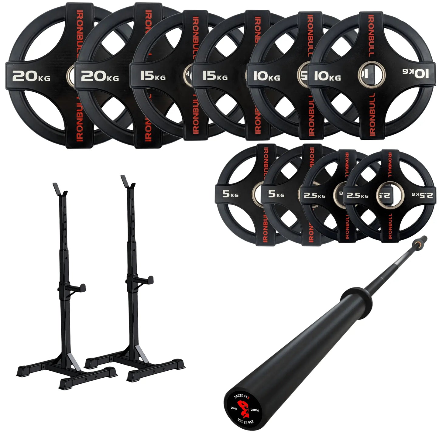 105kg Quad Grip Plate Set with 7FT Olympic Barbell