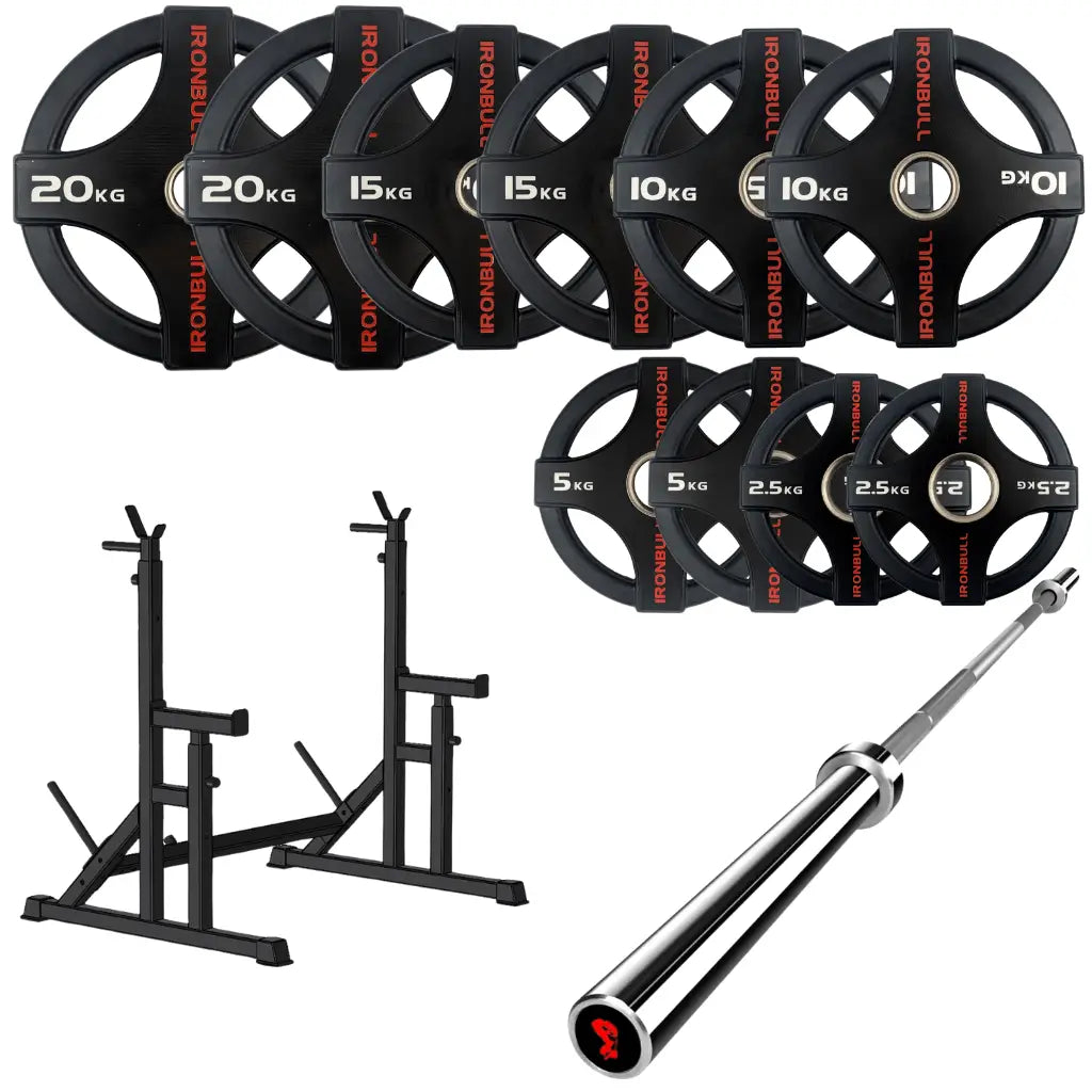 105kg Quad Grip Plate Set with 7FT Olympic Barbell