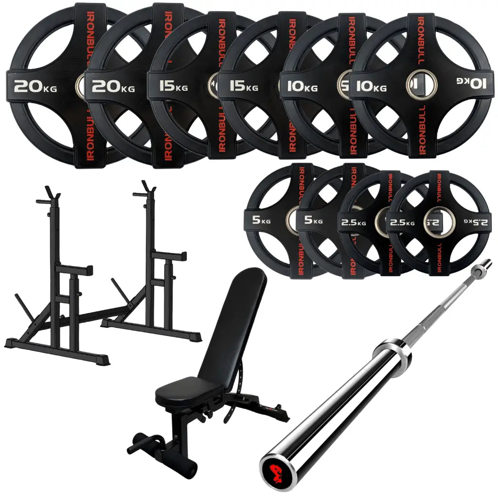 105kg Quad Grip Plate Set with 7FT Olympic Barbell