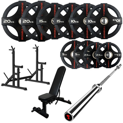 105kg Quad Grip Plate Set with 7FT Olympic Barbell