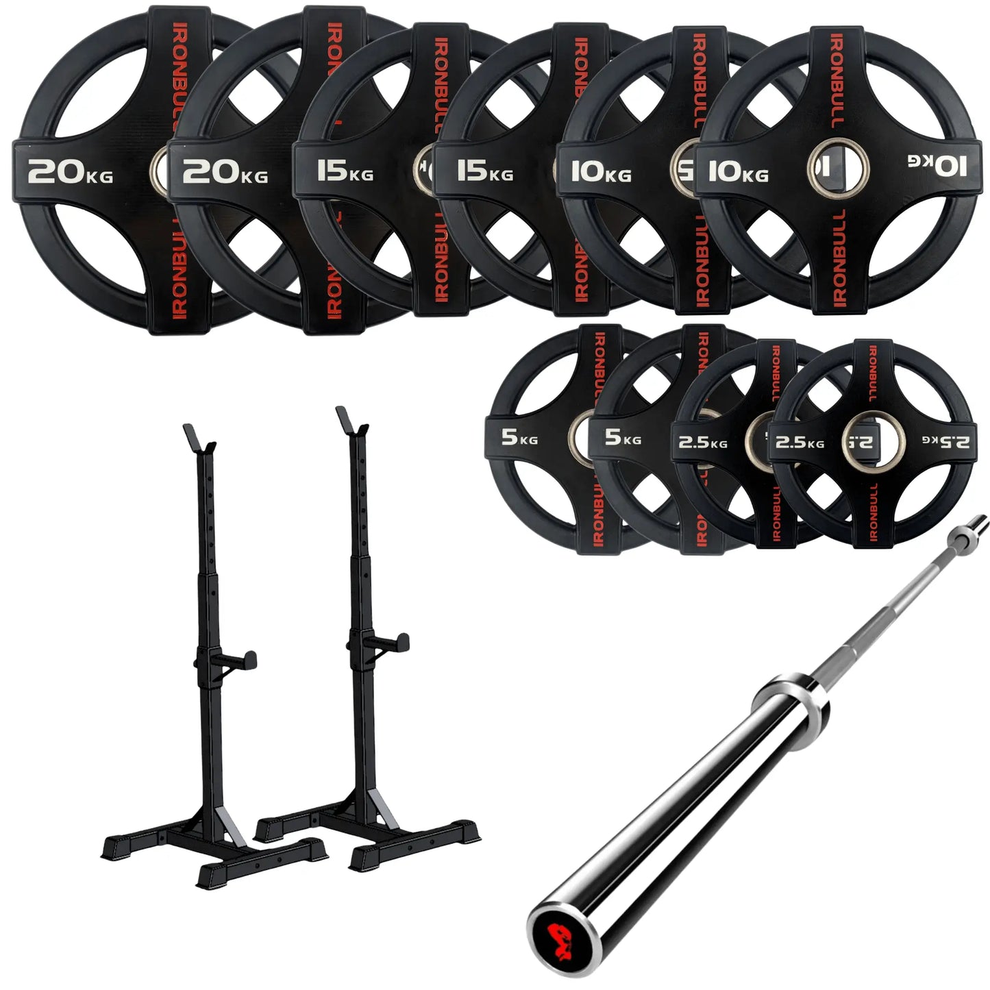 105kg Quad Grip Plate Set with 7FT Olympic Barbell
