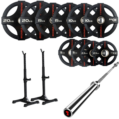 105kg Quad Grip Plate Set with 7FT Olympic Barbell
