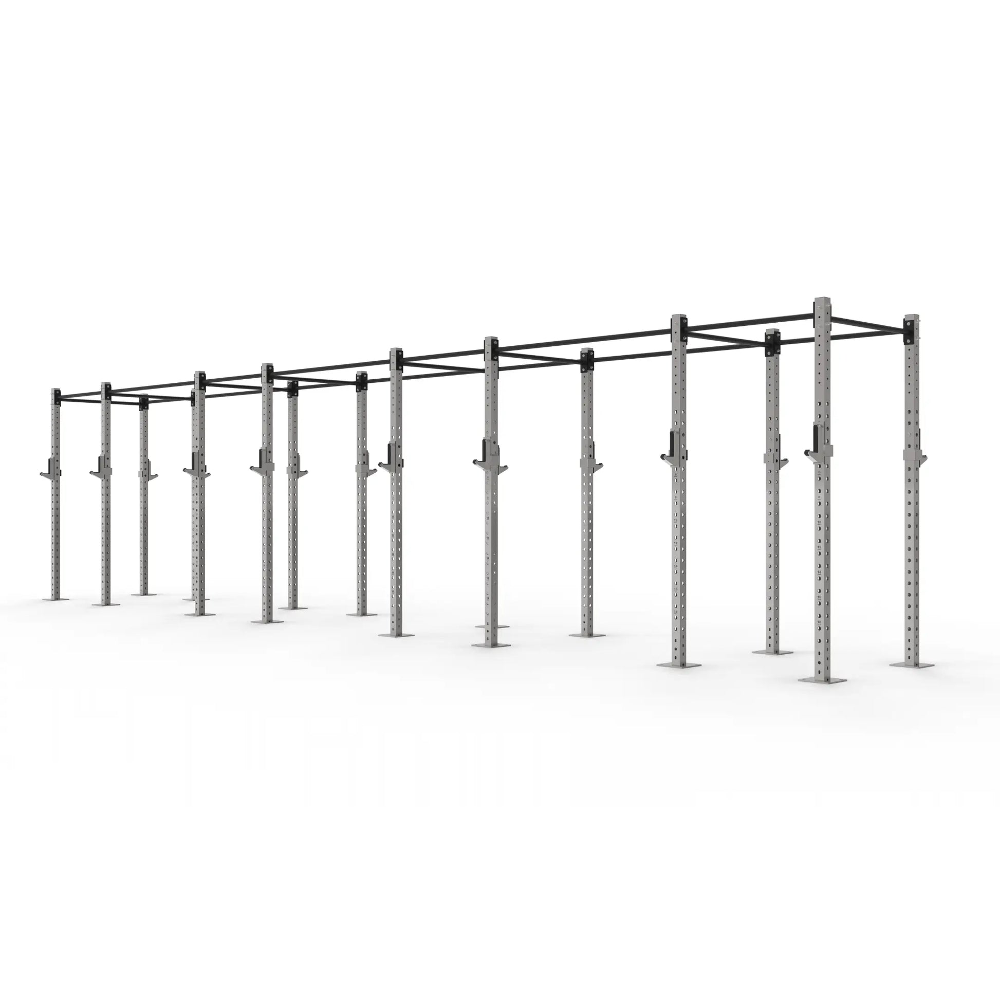 Stainless Steel Freestanding Gym Rig with 8 Squat Bays.