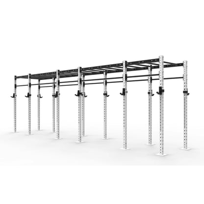 Metal gym rig system on a white background