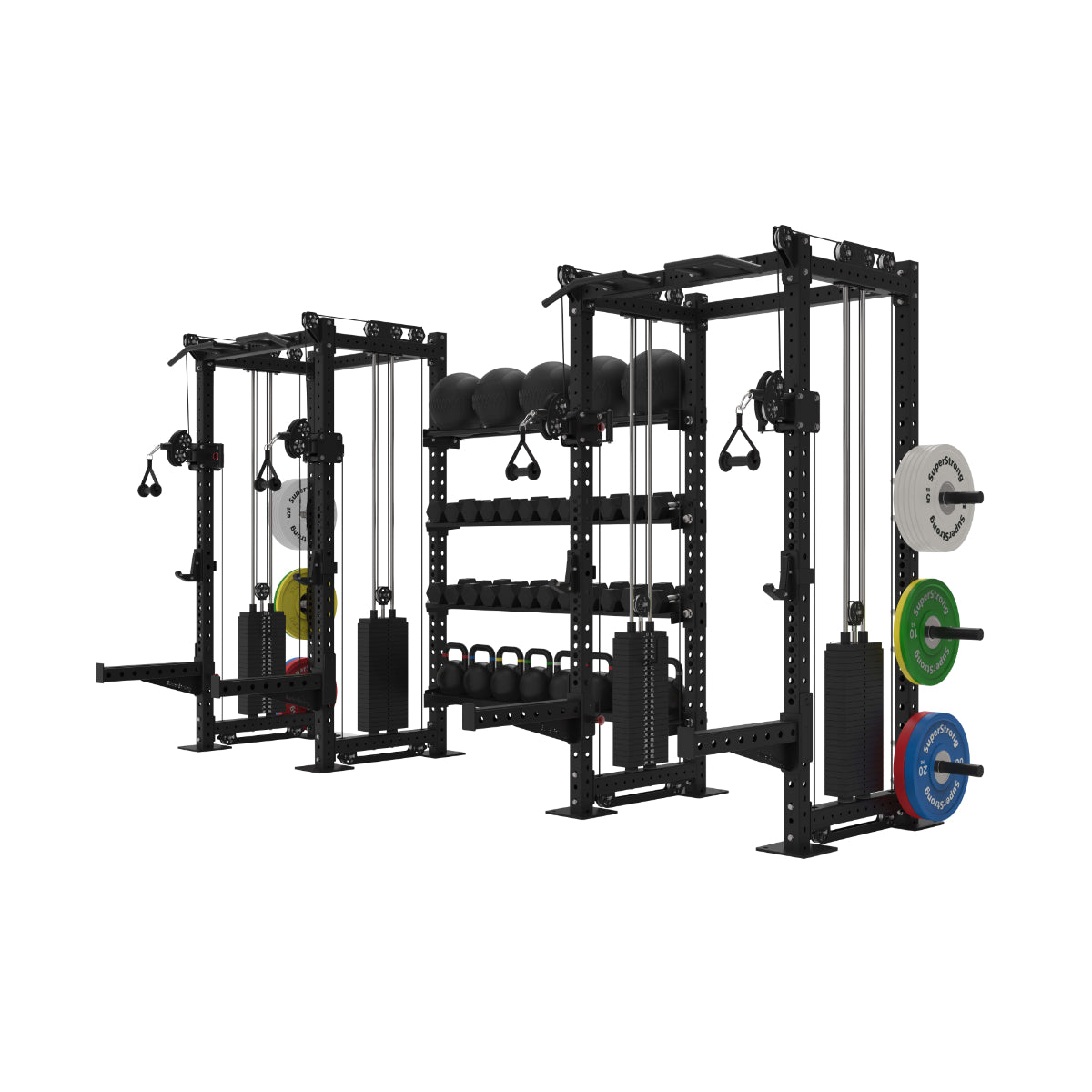 Pro Twin Cable Half Racks with Storage - 120kg stacks