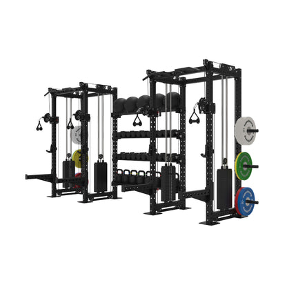Pro Twin Cable Half Racks with Storage - 120kg stacks