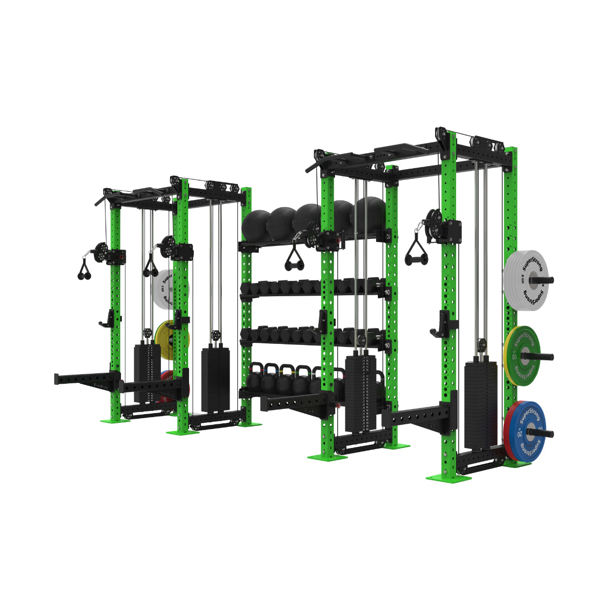 Pro Twin Cable Half Racks with Storage - 120kg stacks