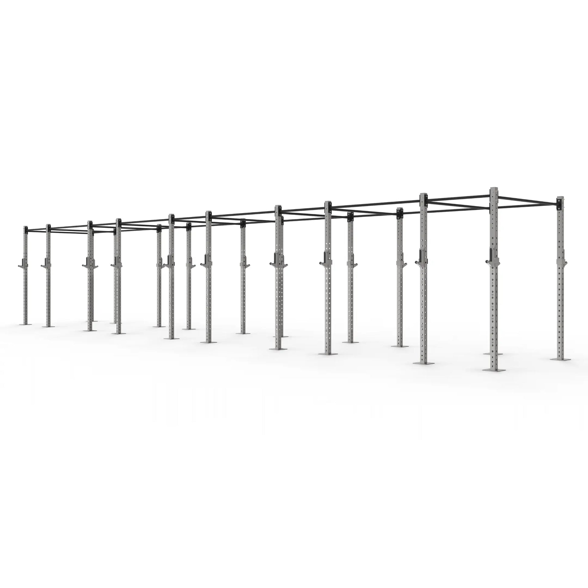 Stainless steel freestanding gym rig with 10 Squat bays