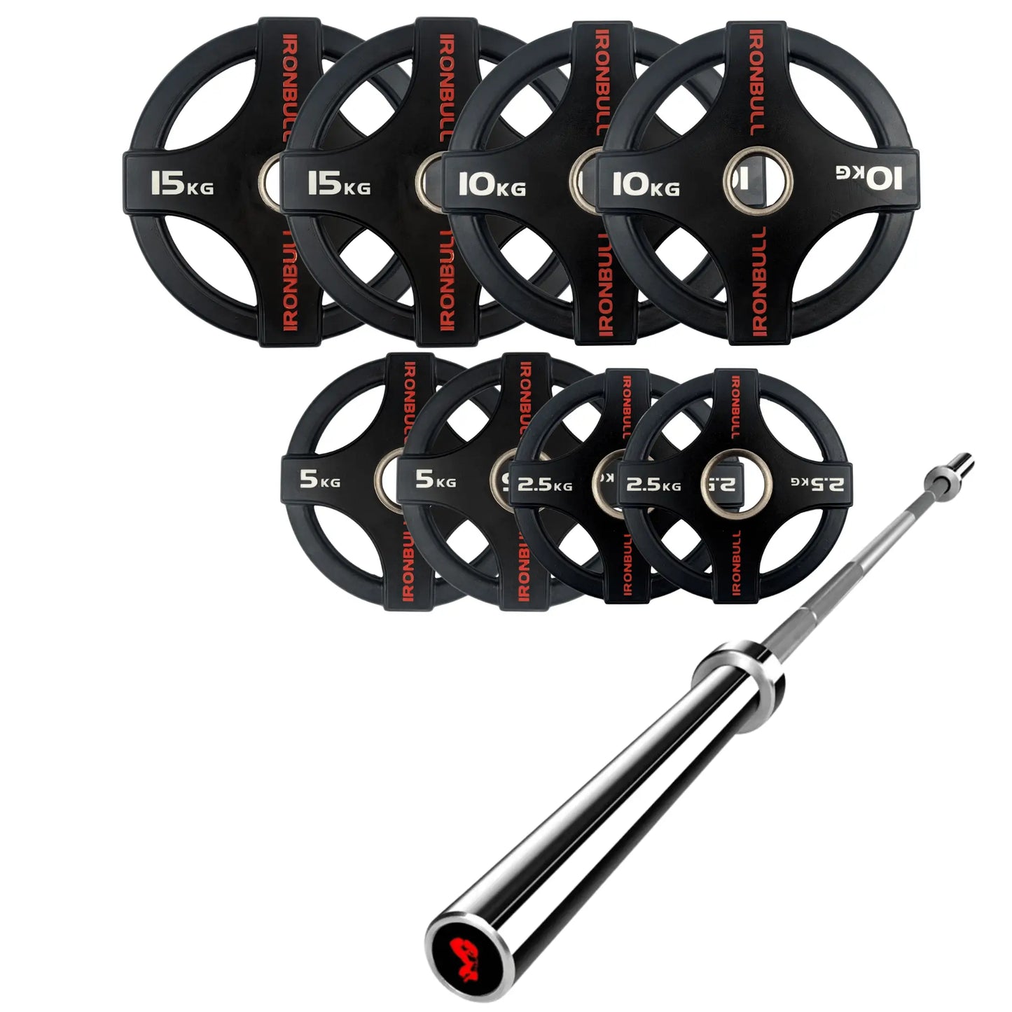 65kg Quad Grip Plate Set with 7FT Olympic Barbell