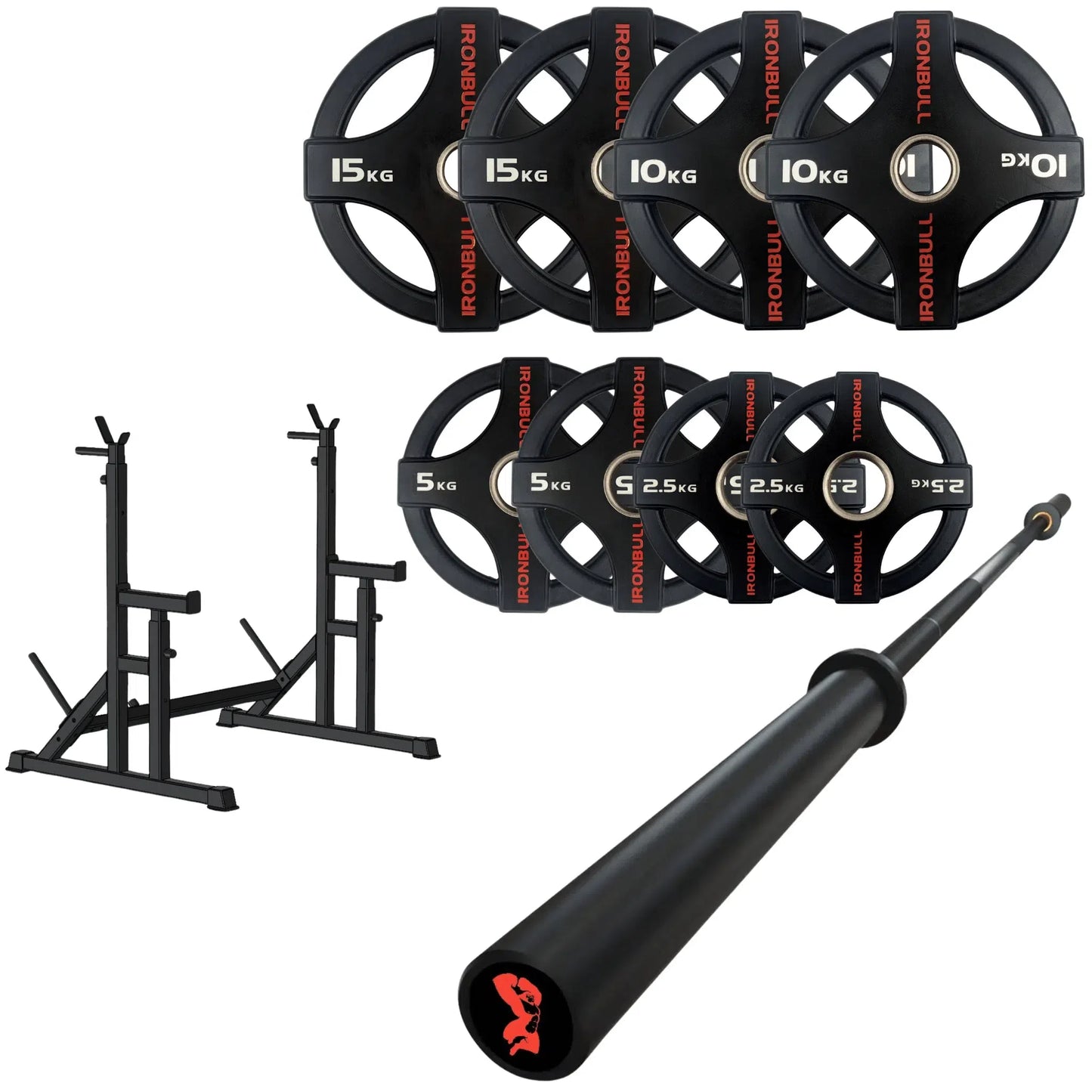 65kg Quad Grip Plate Set with 7FT Olympic Barbell