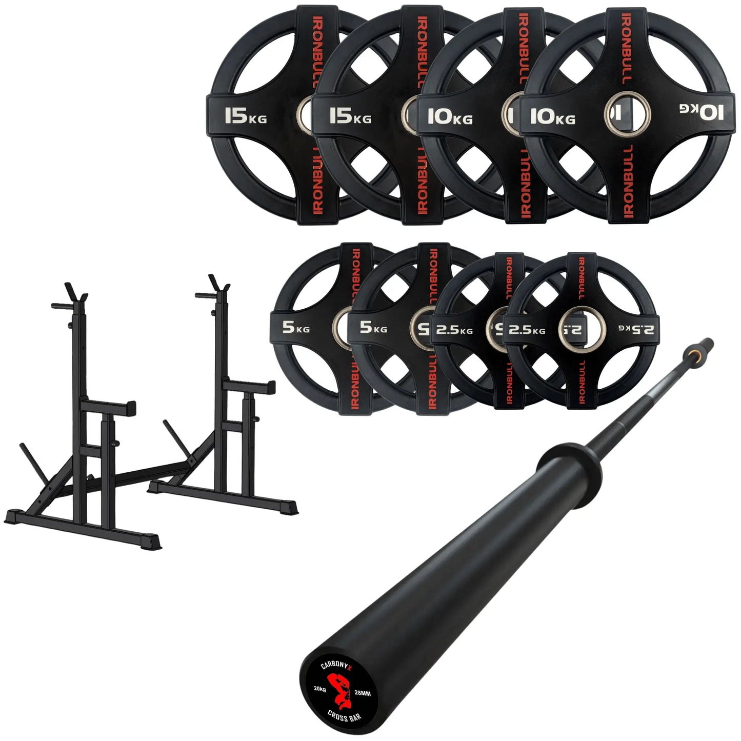 65kg Quad Grip Plate Set with 7FT Olympic Barbell