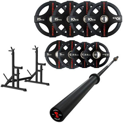 65kg Quad Grip Plate Set with 7FT Olympic Barbell