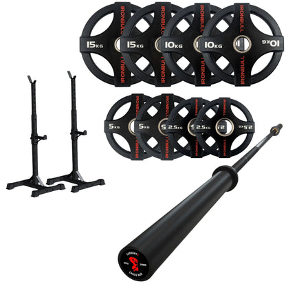 65kg Quad Grip Plate Set with 7FT Olympic Barbell