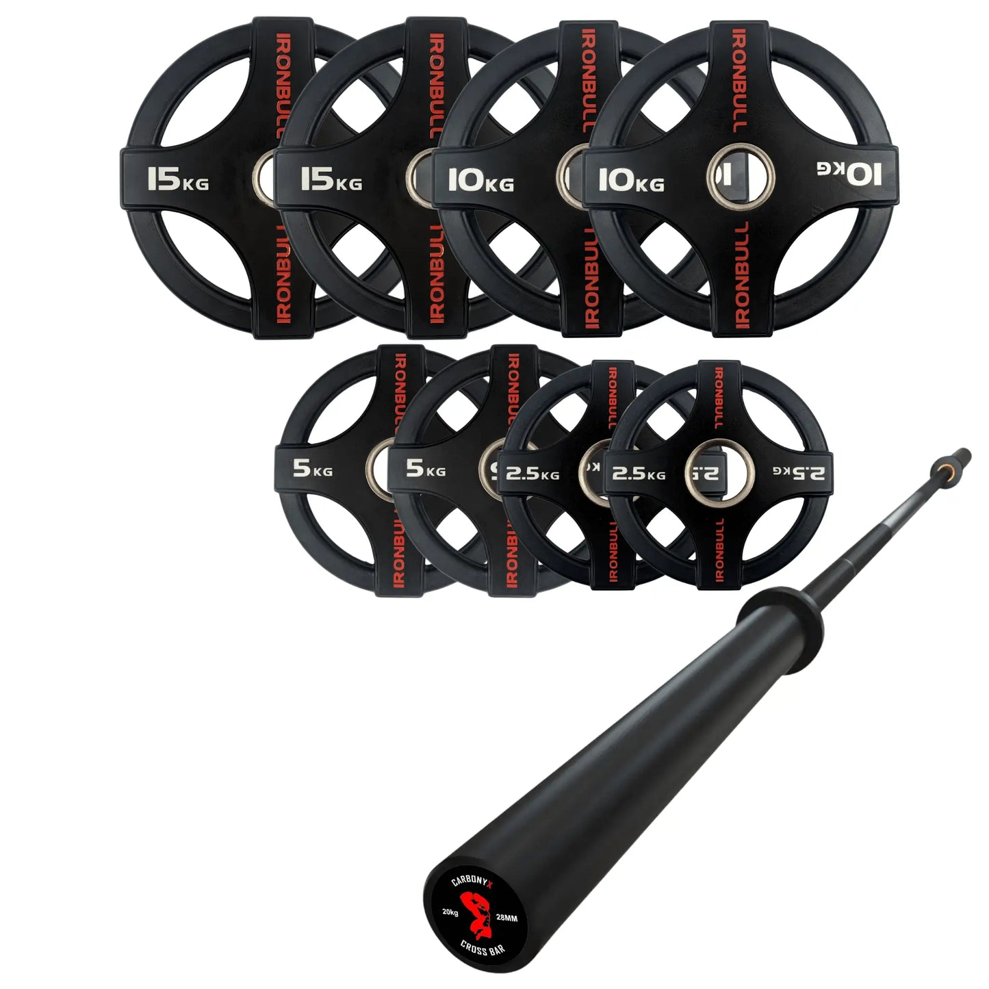 65kg Quad Grip Plate Set with 7FT Olympic Barbell