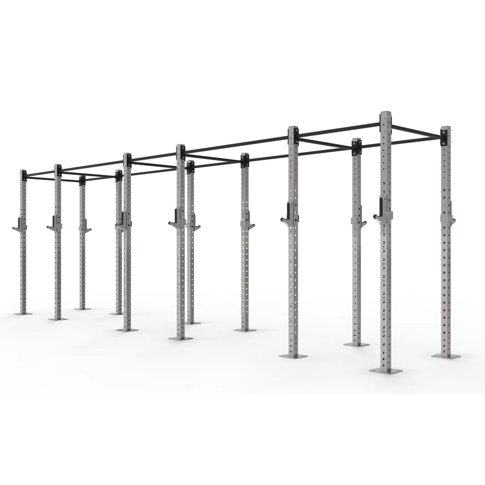 6 bay freestanding, stainless steel gym rig