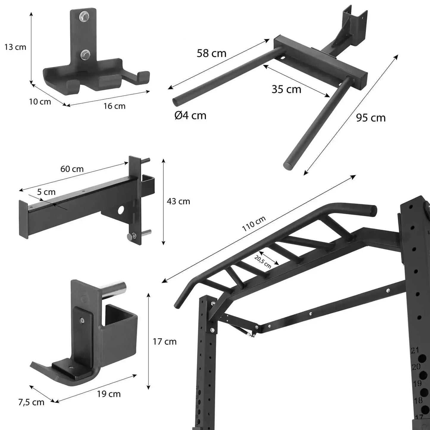 All the dimensions of the compact jump set.