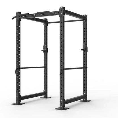 Image of a Garage power rack with Multi grip pull up bar on a white background.