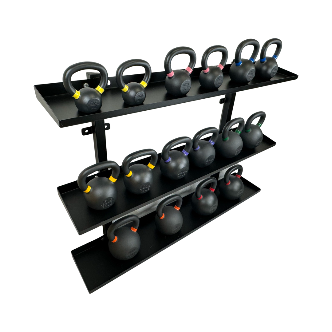 Wall-Mounted Kettlebell Rack | Space-Saving Gym Storage