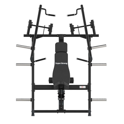 image of a plate ;oaded chest press and lat pulldown machine form the front
