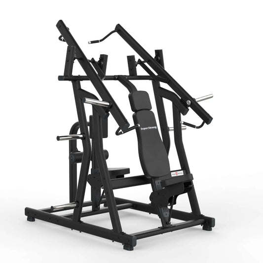 image of a plate loaded chest press and lat down machine
