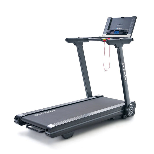 Product image of the echelon stride 6 treadmill angled on a white background