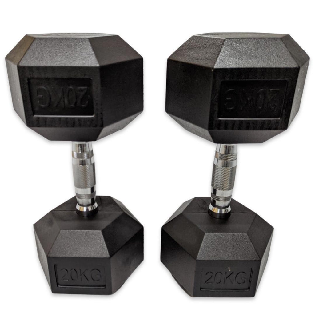 pair of 20kg hex dumbbells - superstrong