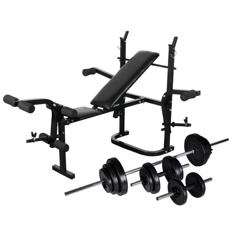 Weight Bench with Weight Rack, Barbell and Dumbbell Set
