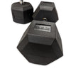 close up of 22.5kg hex dumbbells