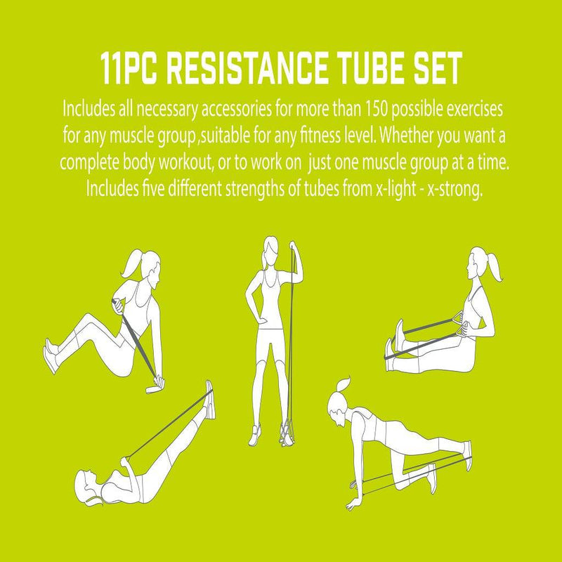 Urban Fitness 11pc Resistance Exercise Tube Set-SuperStrong Fitness