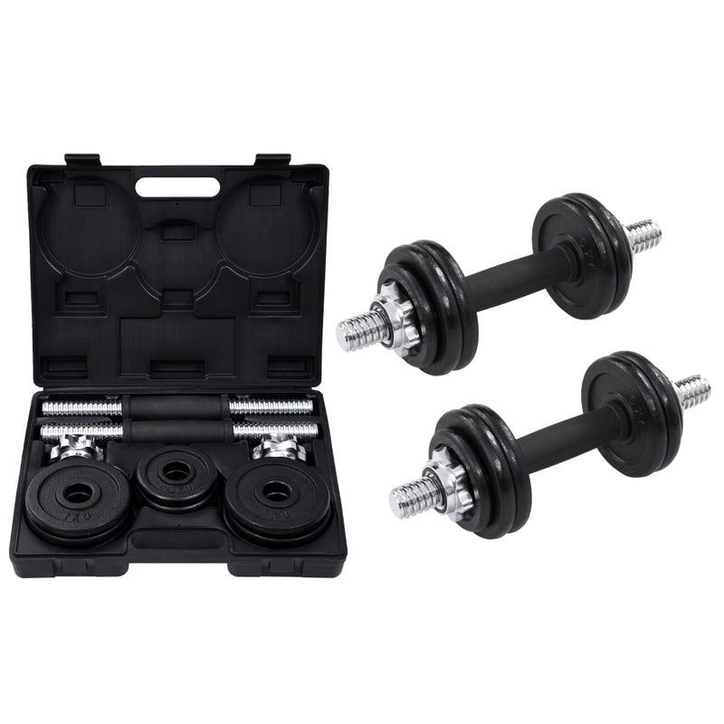 Dumbbells 15kg Cast Iron Set with Case
