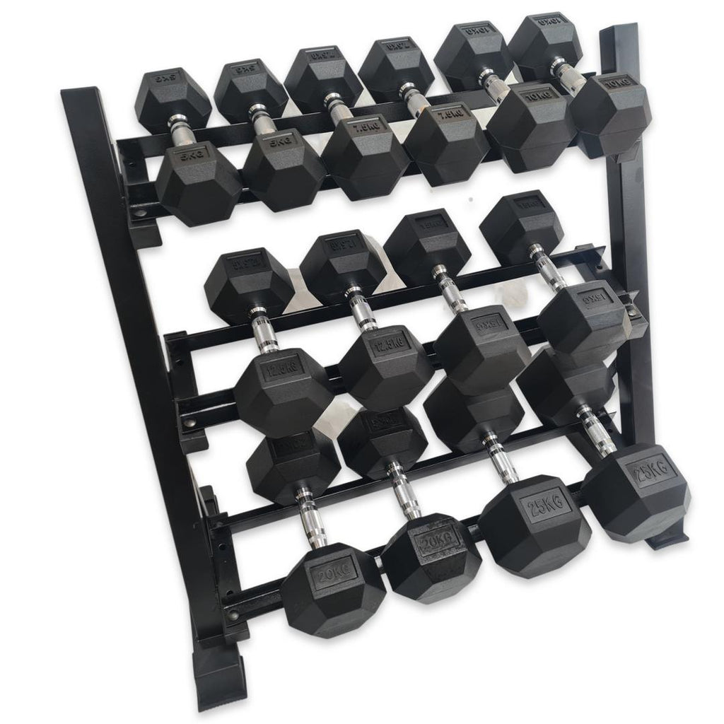 9 Pair hex dumbbell set with rack = SuperStrong